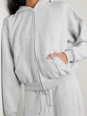 SKIMS Light Heather Gray Zip Hoodie & pants